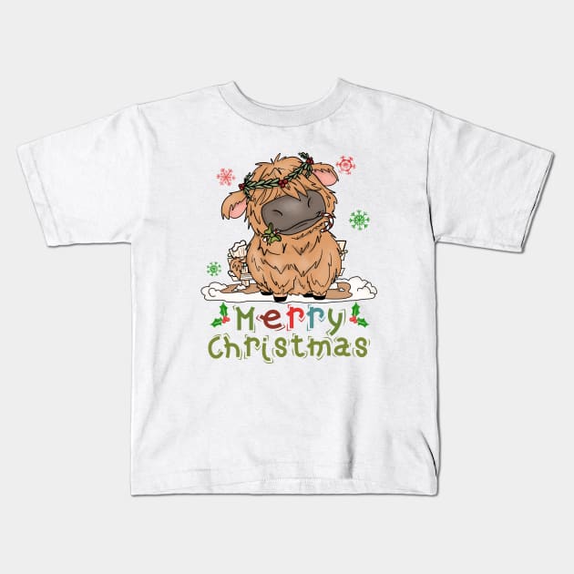 Cow Christmas Cute Cow Merry Christmas Xmas Matching Kids T-Shirt by alcoshirts